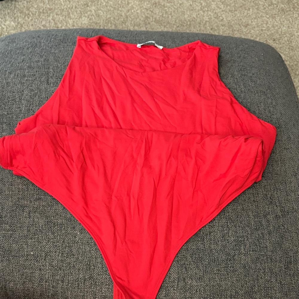 Red Sleeveless Bodysuit Top - Women's